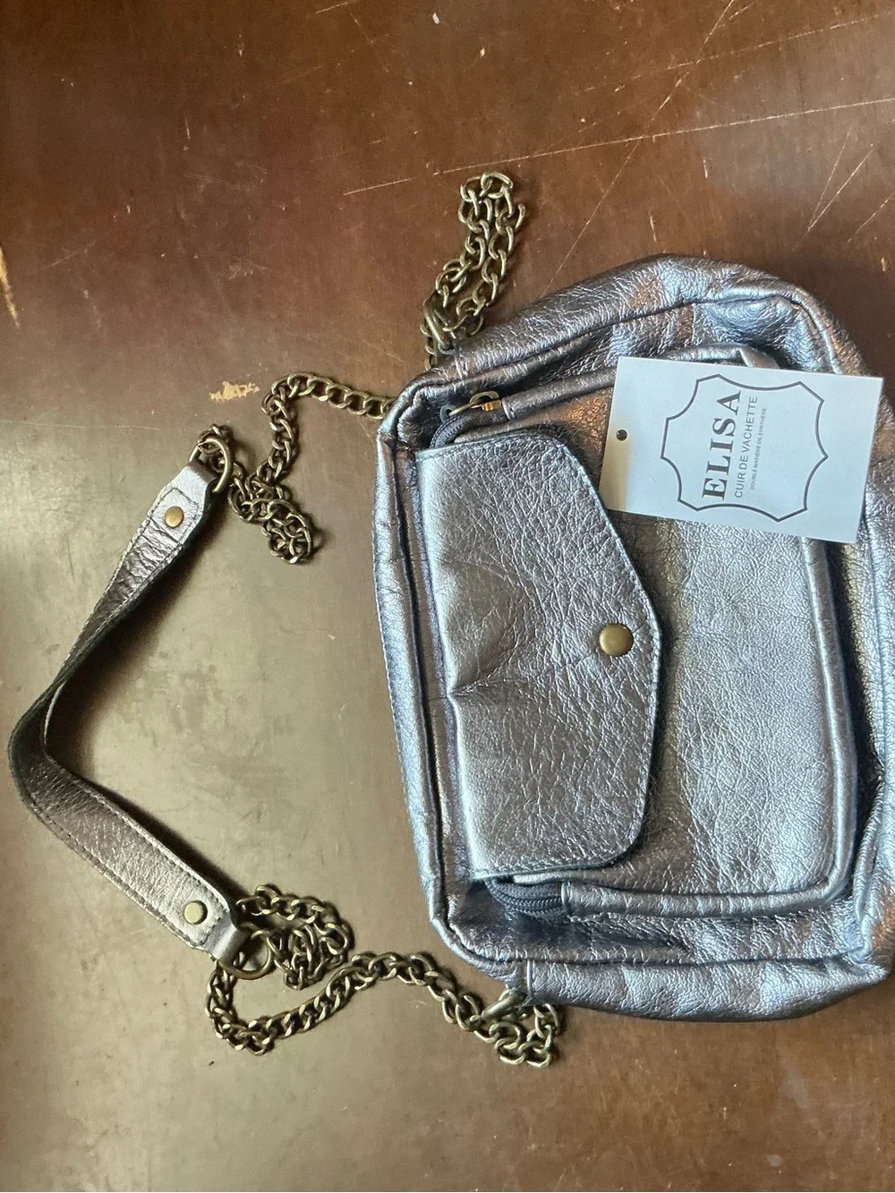 Metallic Silver Crossbody Bag